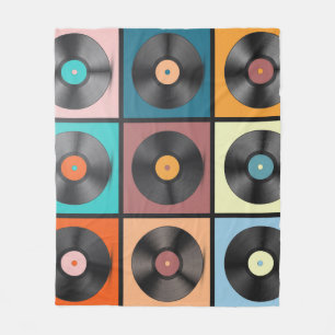 Vinyl platen: retro LP set. Fleece Deken