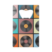 Vinyl platen: retro LP set. Kredietkaart Flessenopener (Voorkant)
