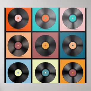 Vinyl platen: retro LP set. Poster