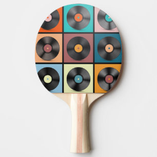 Vinyl platen: retro LP set. Tafeltennisbatje