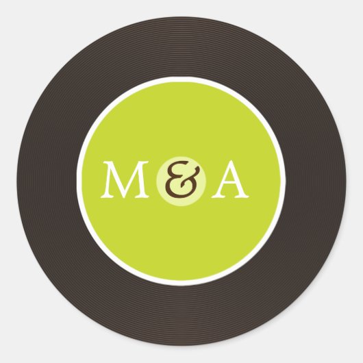 Vinyl Record Aangepaste bruiloft Ronde Sticker (Voorkant)