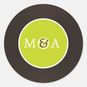 Vinyl Record Aangepaste bruiloft Ronde Sticker