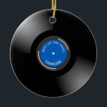 Vinyl Record Album Design Ornement céramique<br><div class="desc">Ornement en céramique vintage de l'album de vinyle avec texte personnalisable,  avant et arrière.</div>