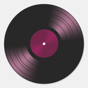 Vinyl Record Album in roze Ronde Sticker