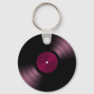 Vinyl Record Album in roze Sleutelhanger