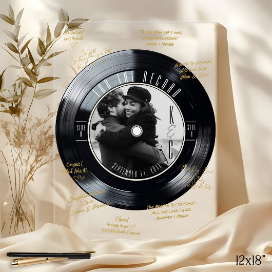 Vinyl Record Autograph Photo Wedding Guest Book