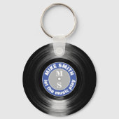 Vinyl Record Blue op maat gemaakte Sleutelhanger (Voorkant)