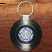Vinyl Record Blue op maat gemaakte Sleutelhanger (Voorkant)