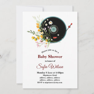 Vinyl Record, floral, Oldies Rustic, damesmuziek Kaart