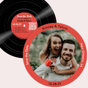 Vinyl Record Foto Save the Date  Rood