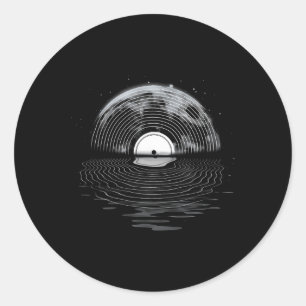 Vinyl Record Full Moon Retro Vinyl Record Ronde Sticker