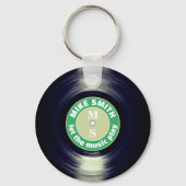 Vinyl Record Groene Aangepaste Sleutelhanger (Achterkant)
