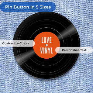 Vinyl Record LP Aangepaste Kleur en Tekst Pin Butt Ronde Button 3,2 Cm