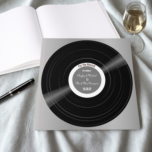 Vinyl Record Mariage noir et blanc livre d'hôtes