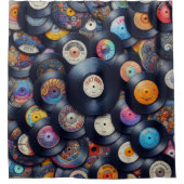 Vinyl Record Pattern 80s Retro Spectrum Douchegordijn (Voorkant)