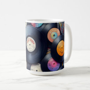 Vinyl Record Pattern 80s Retro Spectrum Koffiemok
