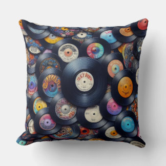 Vinyl Record Pattern 80s Retro Spectrum Kussen