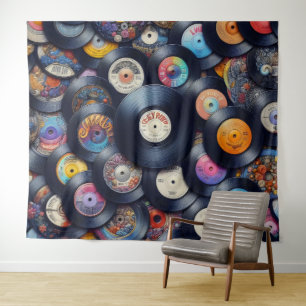 Vinyl Record Pattern 80s Retro Spectrum Wandkleed