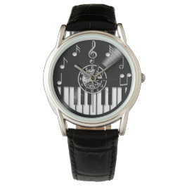 Vinyl record piano and music elements horloge