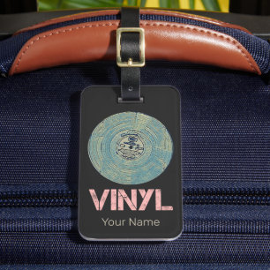 Vinyl Record Retro Disco Muziekontwerp Bagagelabel
