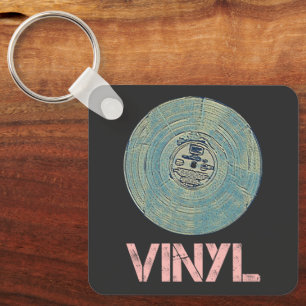 Vinyl Record Retro Disco Muziekontwerp Sleutelhanger