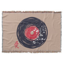 Vinyl Record Retro Grunge met Sakura Blossom