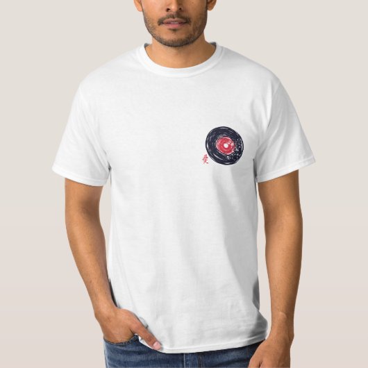 Vinyl Record Retro Grunge With Sakura Blossoms T-shirt (Voorkant)