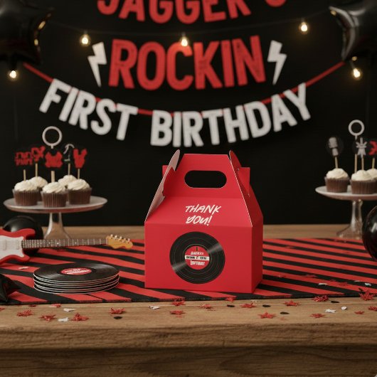 Vinyl Record Rock and Roll Birthday Red Gable Bedankdoosjes