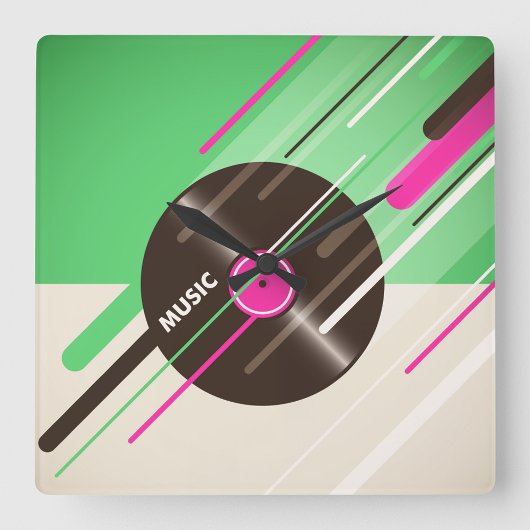 Vinyl Record Square Wall klok