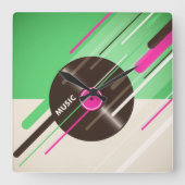 Vinyl Record Square Wall klok (Voorkant)