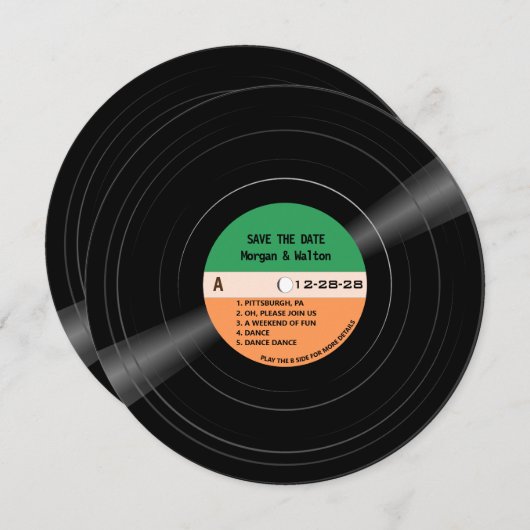 Vinyl Record Strepen Sla de datum op Save The Date (Voorkant / Achterkant)