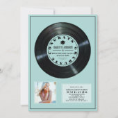 Vinyl Record Turquoise Plaque Foto Afstuderen Kaart (Voorkant)