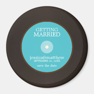 Vinyl Record Wedding Save the Date Magneet