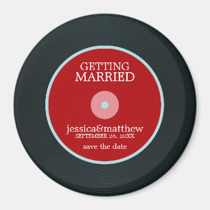 Vinyl Record Wedding Save the Date Magneet