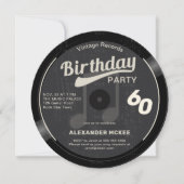  Vinyl Record Zwart Wit 70s 60th Verjaardag Kaart (Voorkant)