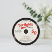 Vinyl Record Zwart Wit Rood 50e Verjaardag Kaart (Staand voorkant)