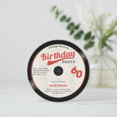  Vinyl Record Zwart Wit Rood 60e Verjaardag Kaart (Staand voorkant)