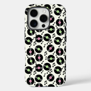 Vinyl Records en Muzieknoten Patroon iPhone 16 Pro Hoesje