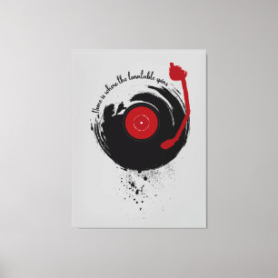 Vinyl Records Home is waar de Platenspeler draait Canvas Afdruk