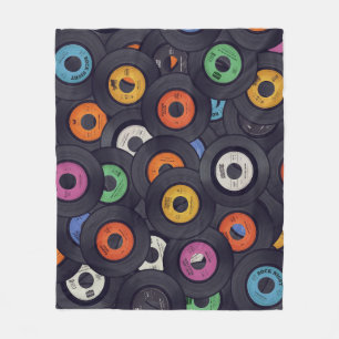  Vinyl Records Muziek Achtergrond Fleece Deken