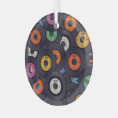  Vinyl Records Muziek Achtergrond Glas Ornament (Voorkant links)