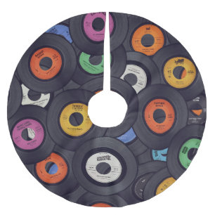 Vinyl Records Muziek Achtergrond Kerstboom Rok