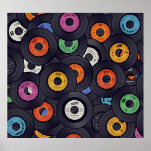  Vinyl Records Muziek Achtergrond Poster