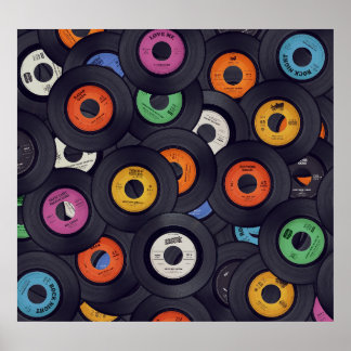 Vinyl Records Muziek Achtergrond Poster