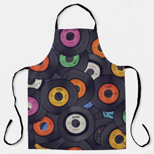  Vinyl Records Muziek Achtergrond Schort (Voorkant)