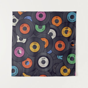  Vinyl Records Muziek Achtergrond Wandkleed