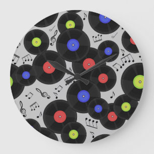Vinyl Records: Muzieknotitiepatroon Grote Klok
