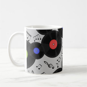 Vinyl Records: Muzieknotitiepatroon Koffiemok