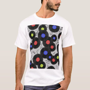 Vinyl Records: Muzieknotitiepatroon T-shirt