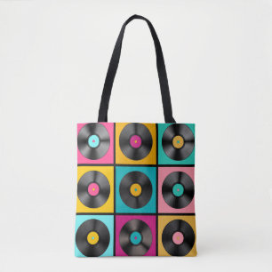 Vinyl Records Retro Achtergrond Draagtas